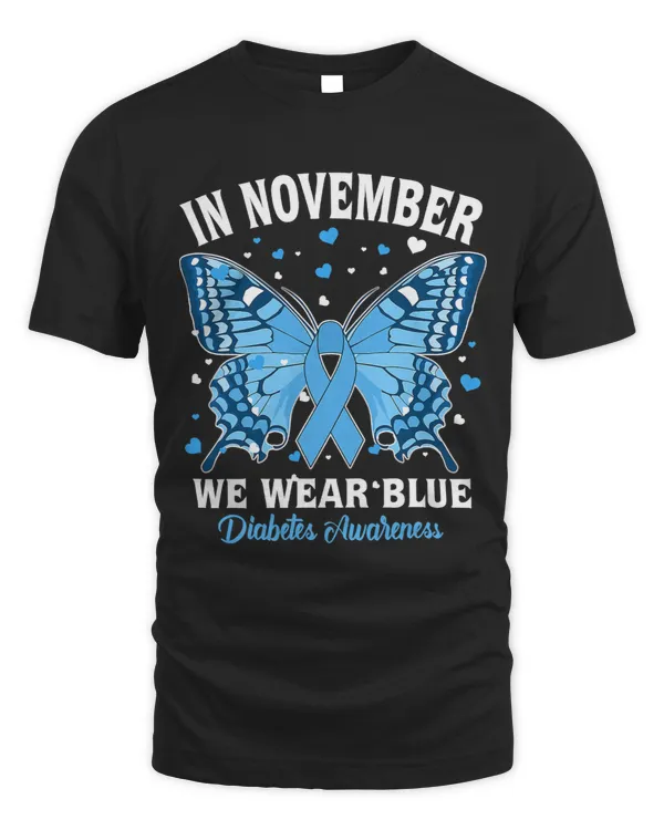 In November we Wear Blue Diabetes Awareness Cute Butterfly