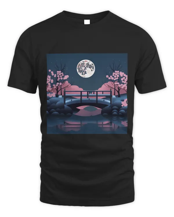 Serene tranquility Moonlit Japanese bridge design