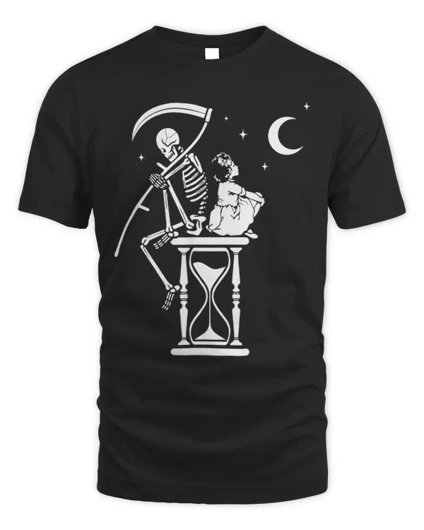 Death Reaper And Girl Sit Under Moon Memento Mori