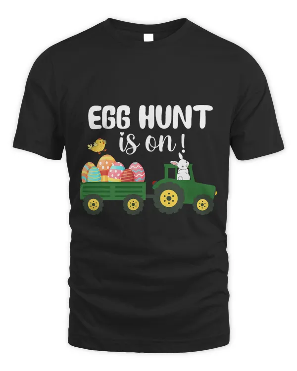 Egg Hunt Is On Tractor Easter T Shirts For Boys Kids Girls