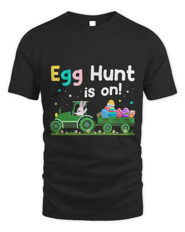 Egg Hunt Is On Tractor Funny Easter Bunny Boys Girls Kids 1