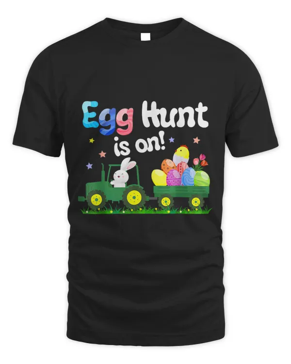 Egg Hunt Is On Tractor Funny Easter Bunny Boys Kids Toddler45