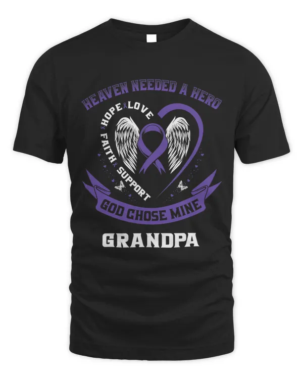 Purple Pancreatic Cancer Awareness Ribbon Grandpa Graphic