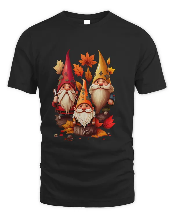 Three Gnome Dwarf Fall Thankful Autumn Colorful Leaves