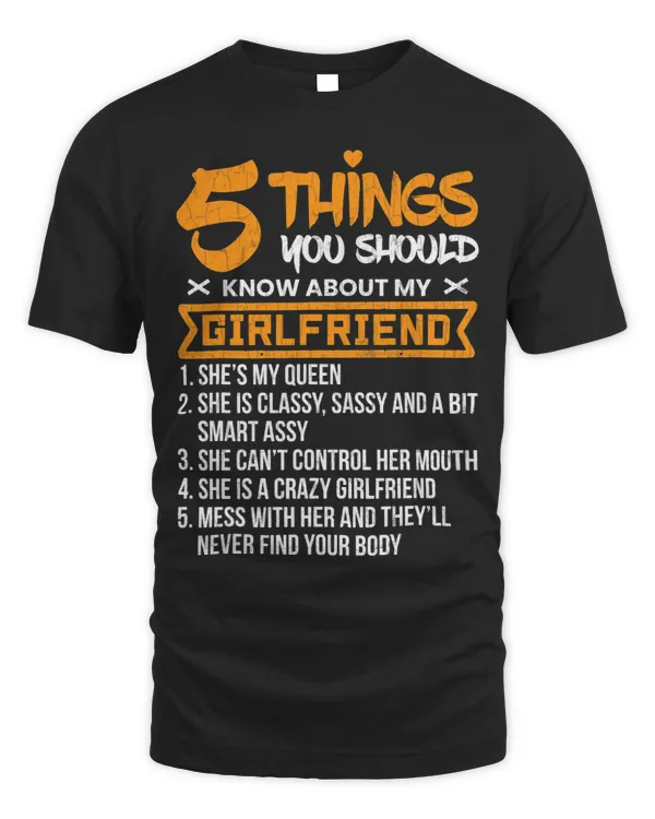 Mens 5 Things About My Girlfriend Funny Boyfriend Graphics