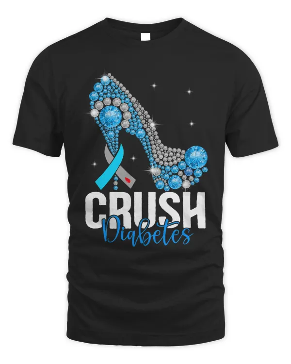 Crush T1D Diabetes Awareness Bling Blue Ribbon High Heels