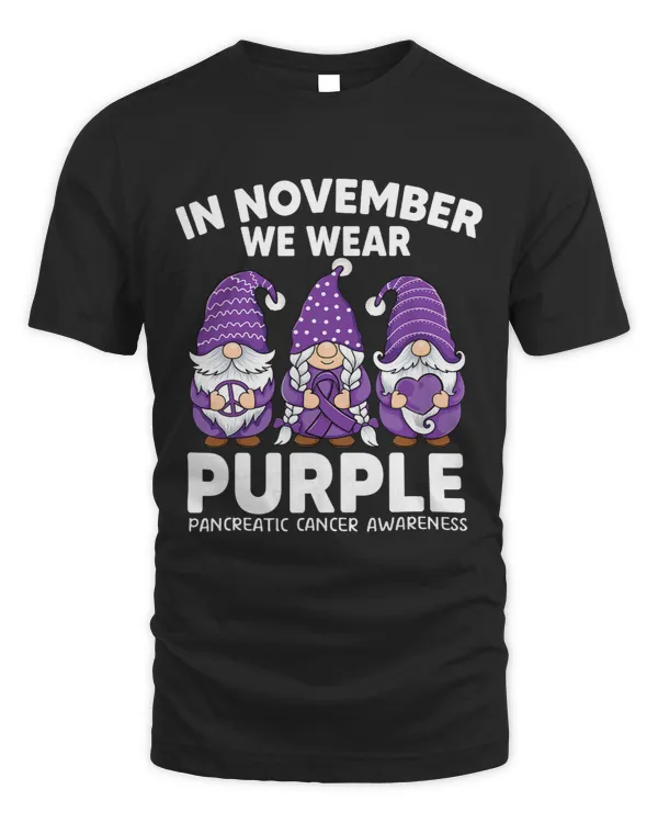 November we wear purple Pancreatic Cancer Awareness gnome