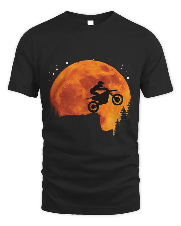 Cool Motocross Racing Dirt Bike Cliff Jump the Moon Sunset 2