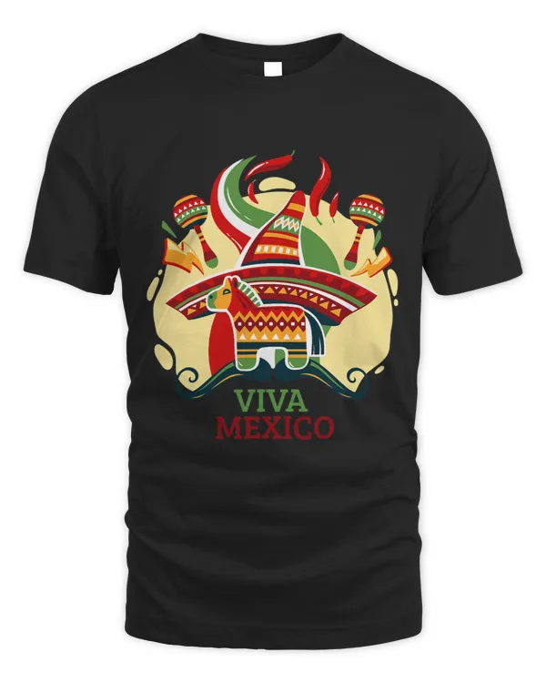 Viva Mexico Sombrero Pinata Chili Peppers Maraca