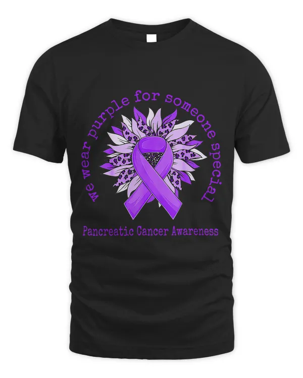 We Wear Purple Pancreatic Cancer Awareness Sunflower Leopard
