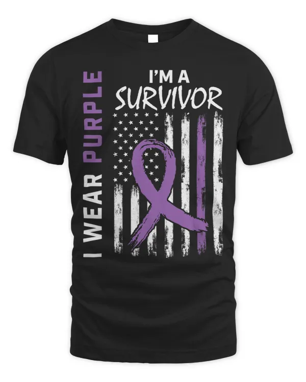 Wear Purple Pancreatic Cancer Survivor Gifts Women Men Flag