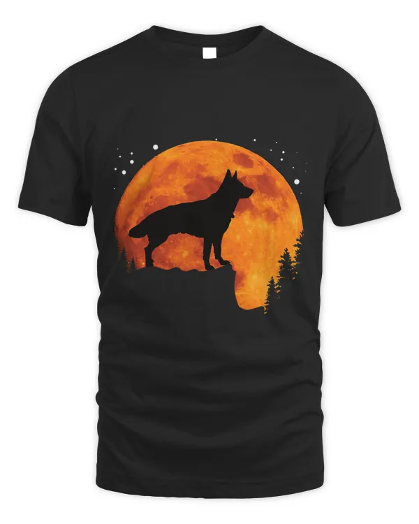 Beautiful German Shepherd Dog Silhouette Moon Sheperherd Dog