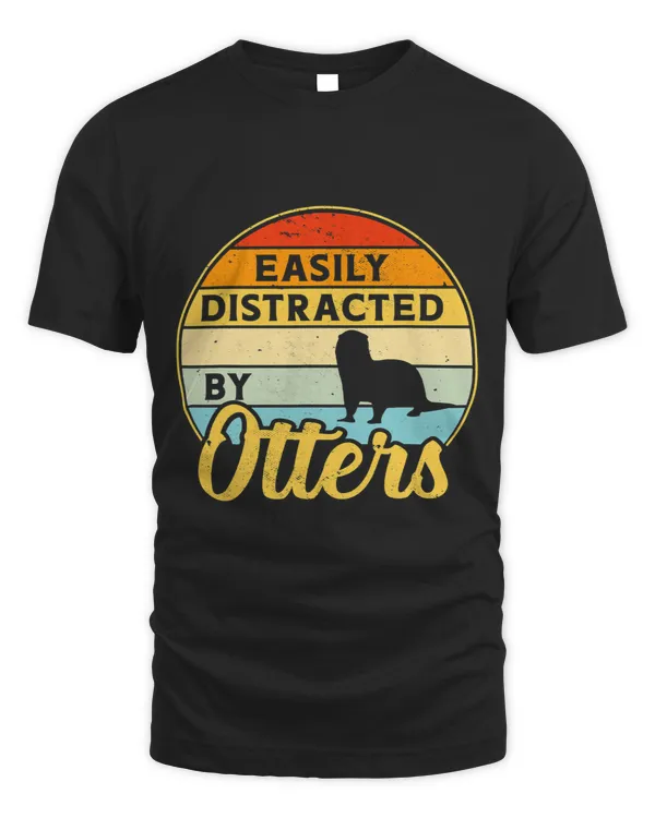 Easily Distracted By Otters Retro Sunset Womens River Otter