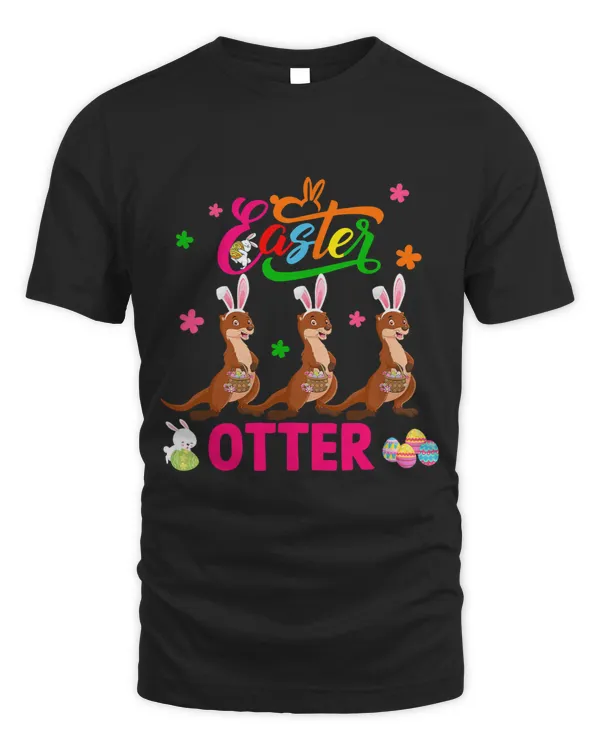 Easter Otter Three Cute Bunny Otters Hunting Eggs Basket