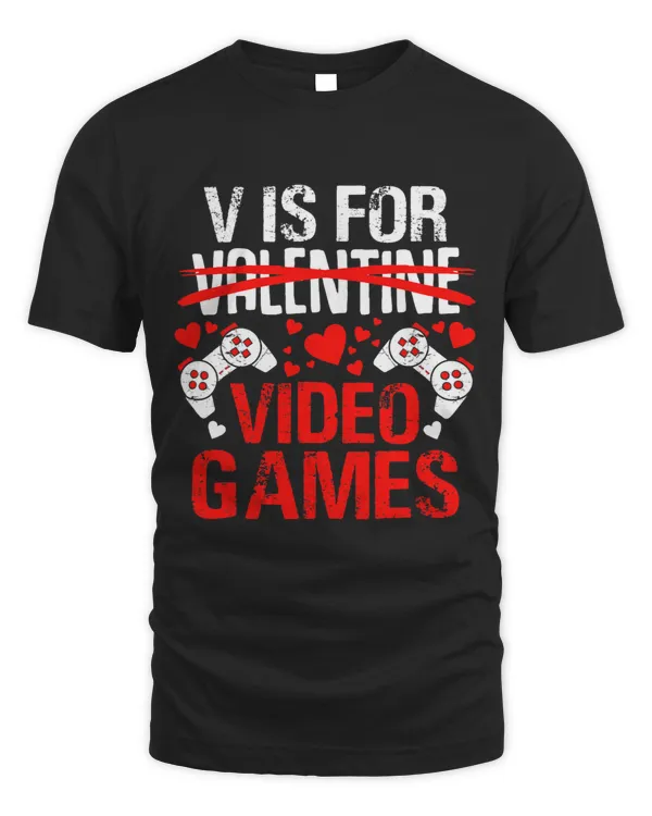 V Is For Video Games Funny Valentines Day Gamer Lover Boys