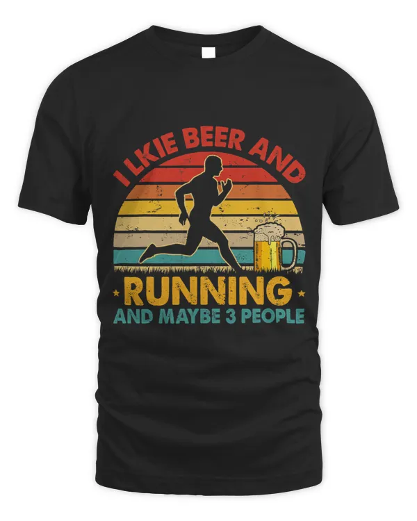 Vintage Retro I Like Beer And Running And Maybe 3 People