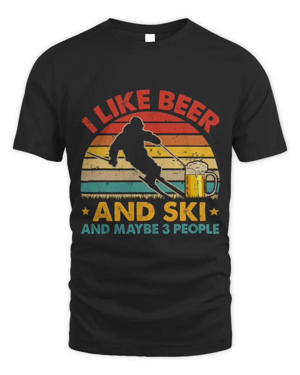 Vintage Retro I Like Beer And Ski And Maybe 3 People