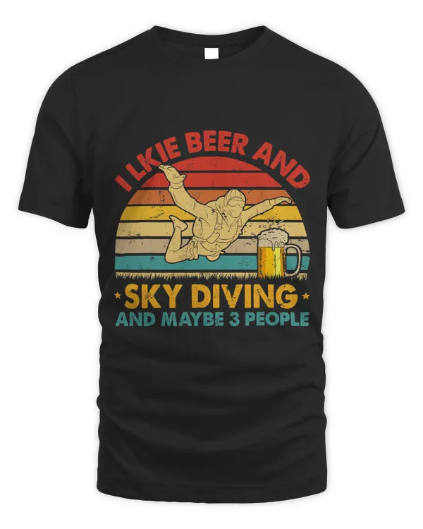 Vintage Retro I Like Beer And Sky Diving And Maybe 3 People