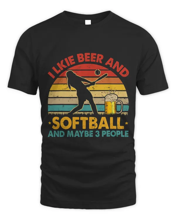 Vintage Retro I Like Beer And Softball And Maybe 3 People