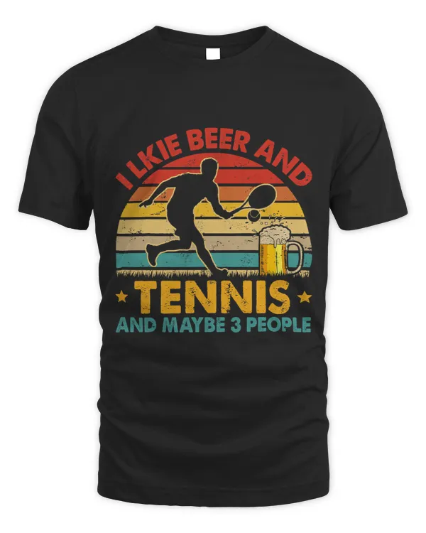 Vintage Retro I Like Beer And Tennis And Maybe 3 People