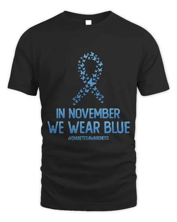 Diabetes Awareness Butterfly Ribbon In November We Wear Blue