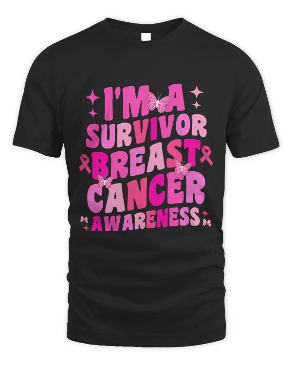 Groovy Pink Im A Survivor Breast Cancer Awareness Butterfly