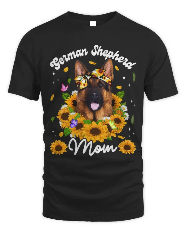 Womens Cute German Shepherd Dog Mom Sunflower Mothers Day