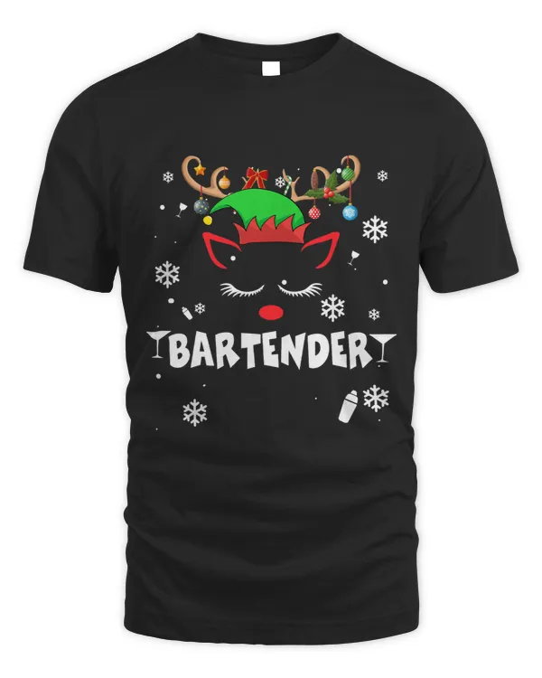 Bartender Christmas Reindeer Elf Face Funny Bartender Lover