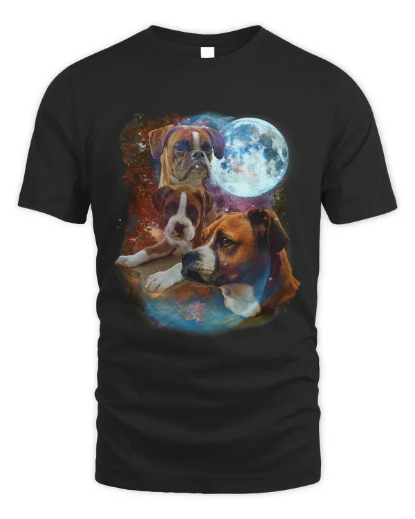 3 Moon Boxer Dog Funny Canine Puppy Art Graphic Pet Novelty