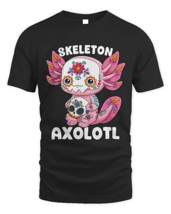 Skeleton Axolotl Sugar Skull Calavera Día De Los Muertos