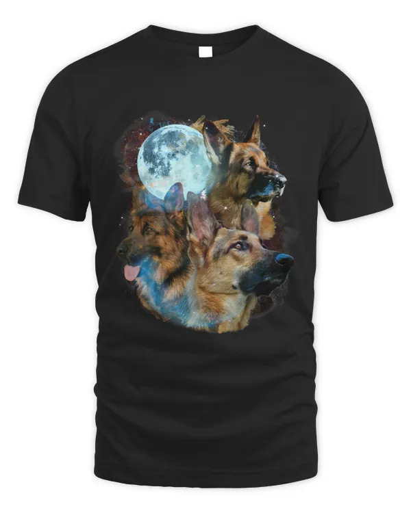 3 Moon German Shepherd Dog Funny Canine Puppy Art Graphic