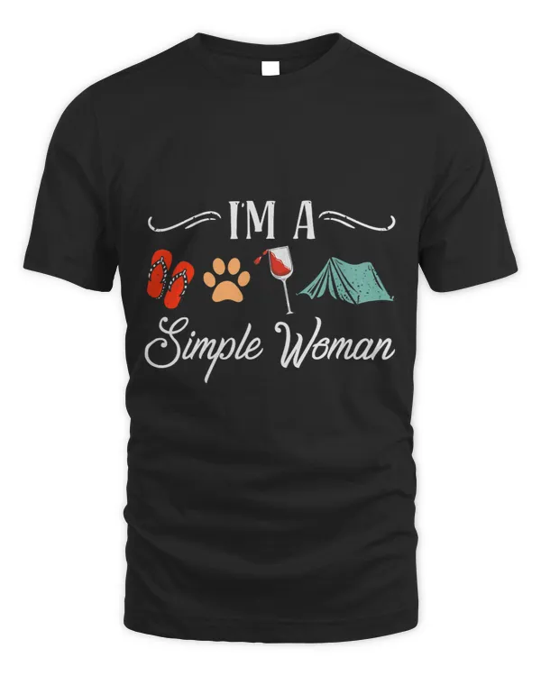 Womens Im Simple Woman Camping Wine Dog FlipFlops