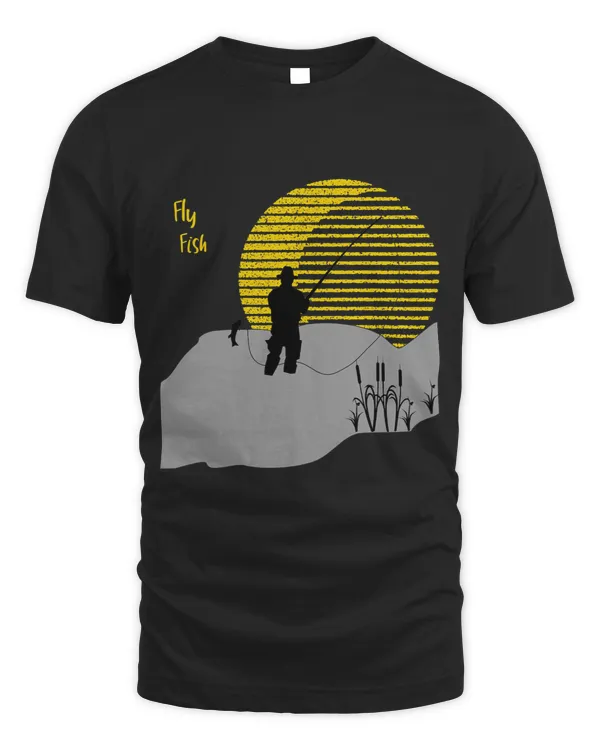 Fun Fly Fishing Design with the moon shining in the back
