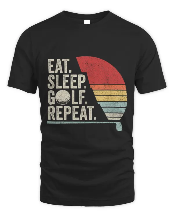 Vintage Retro Eat Sleep Golf Repeat Funny Golfing Golfer