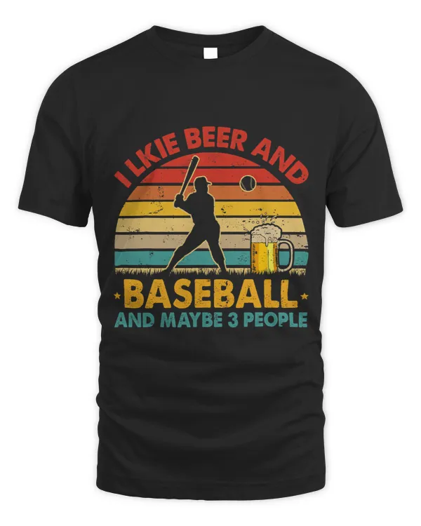 Vintage Retro I Like Beer And Baseball And Maybe 3 People