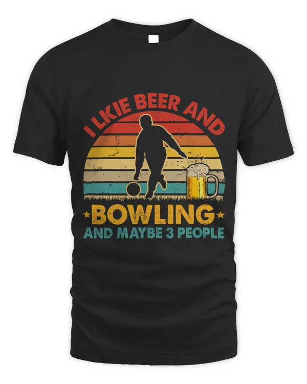 Vintage Retro I Like Beer And Bowling And Maybe 3 People