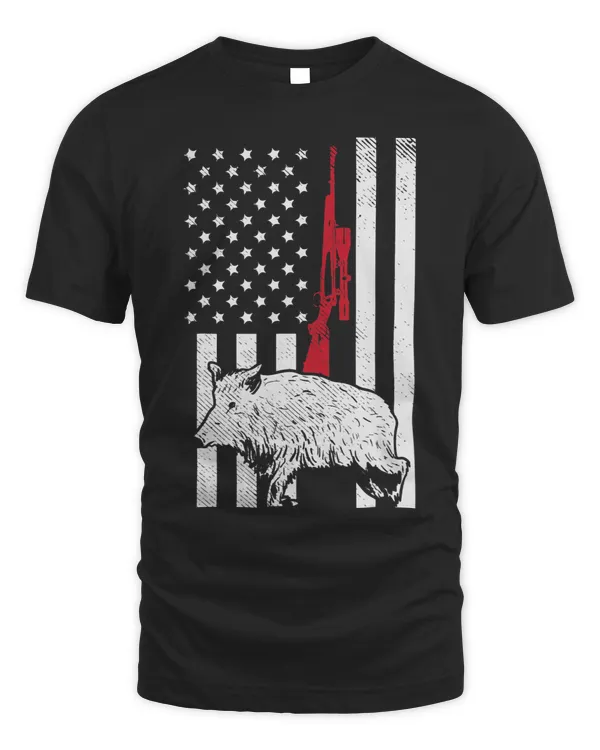 American Flag Rifle Hog Boar Pig Gun Hunting USA Hunter Gift