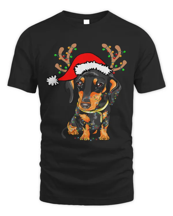 Dachshund Christmas Reindeer Antler Weenie dog Xmas lights