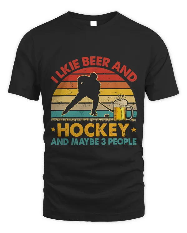 Vintage Retro I Like Beer And Hockey And Maybe 3 People