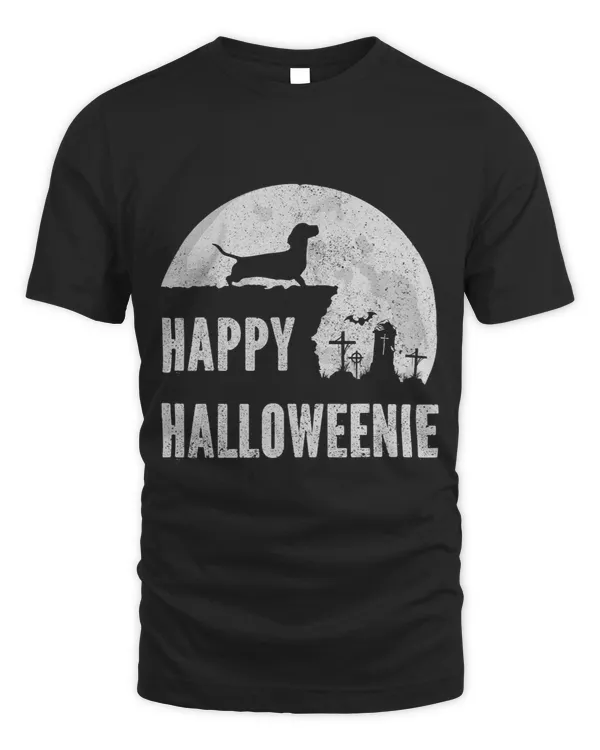 Dachshund Happy Halloweenie Costume Wiener Dog In The Moon