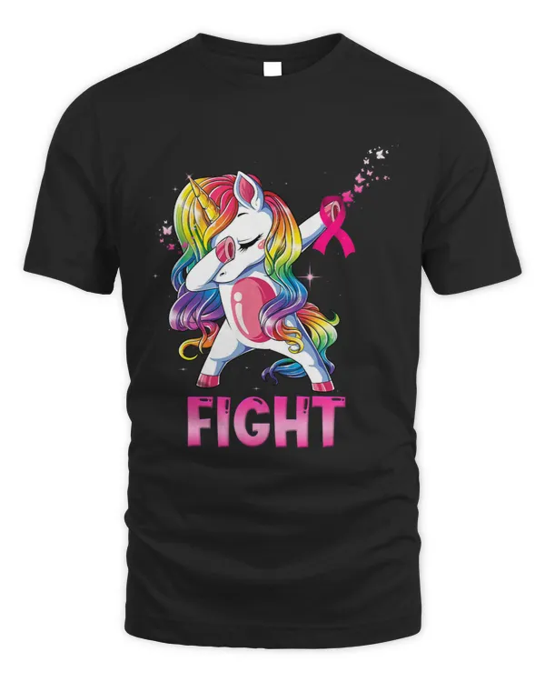 Fight Breast Cancer Awareness Unicorn ribbon Pink butterfly