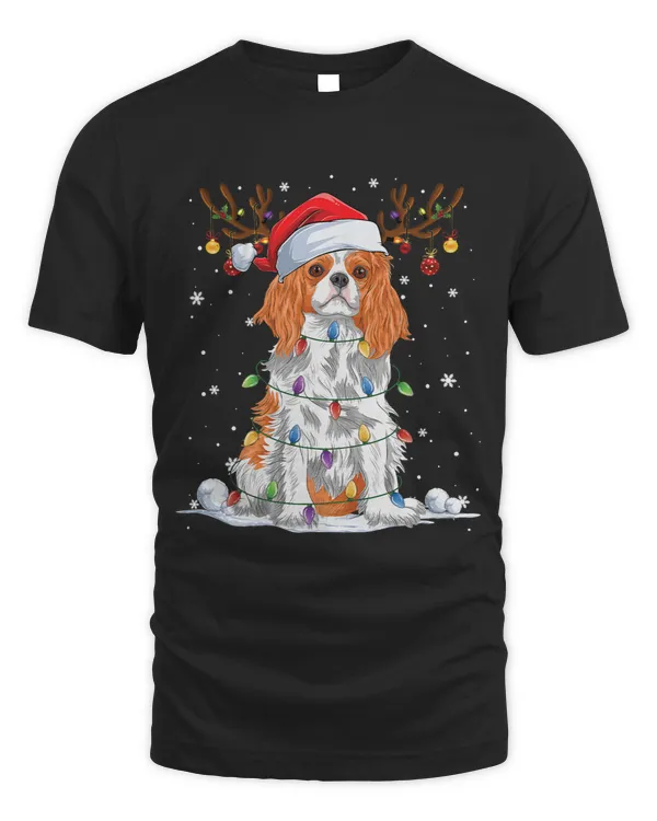 Cavalier King Charles Spaniel Christmas Reindeer Santa Dog