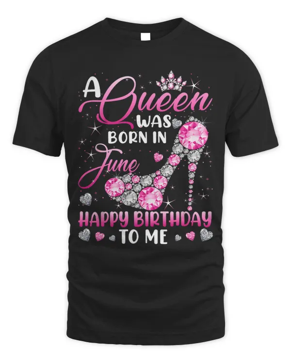 A Queen Was Born In June Diamond Pink High Heels Crown
