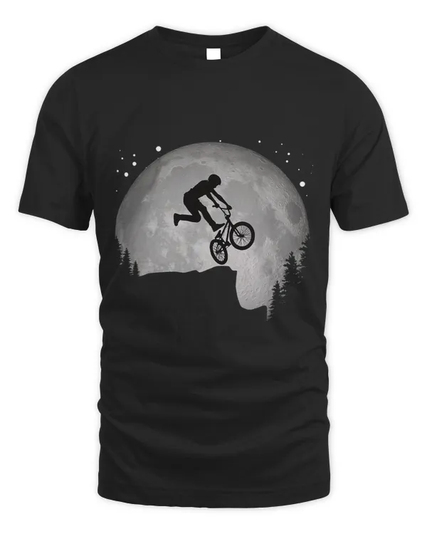 Funny BMX Bike Cliff Jump to the Moon Vintage Retro Sunset