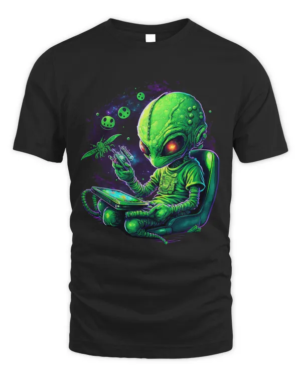 Funny Gamer Alien playing Video Games Gamer Lover 32