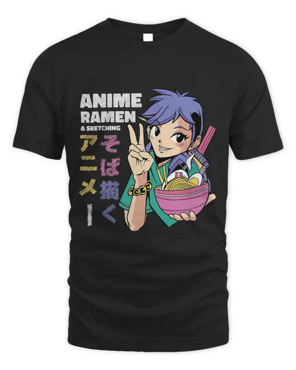 Anime Ramen and Sketching Cute Anime Girl with Ramen Bowl