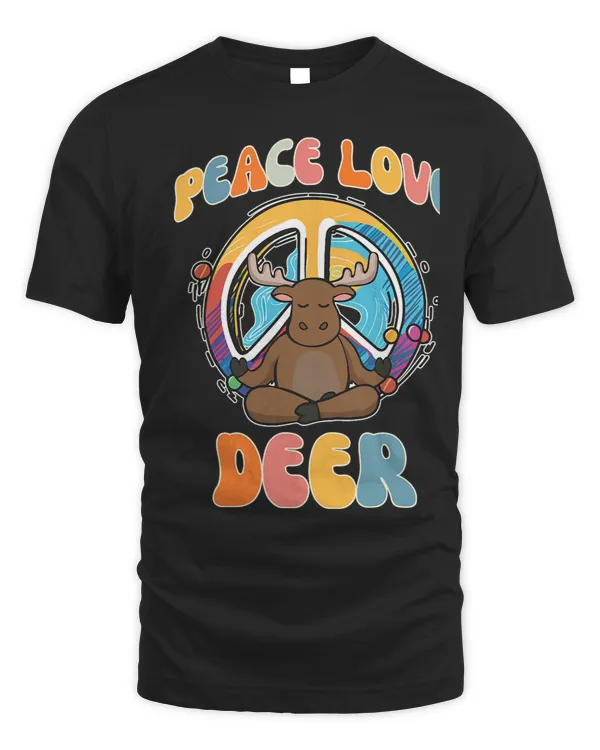 Peace Love Deer Reindeer Hippie Yoga Funny Meditation Humor