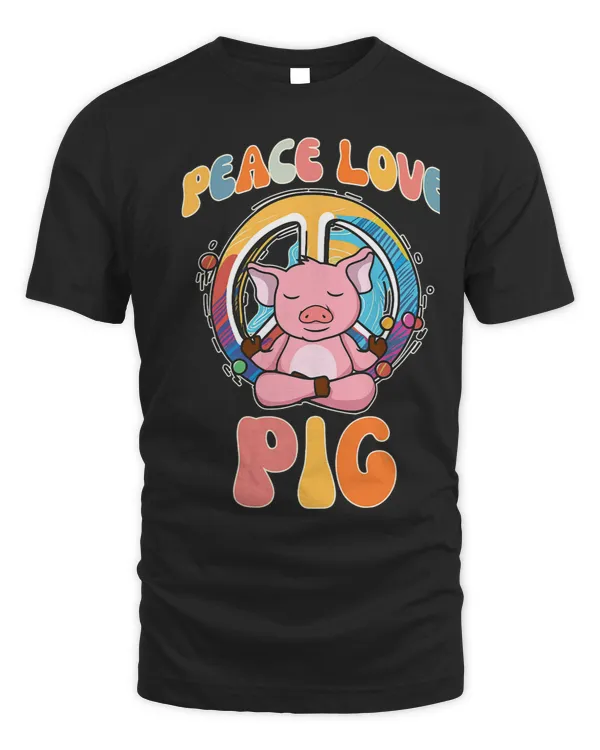 Peace Love Pig Hippie Yoga Funny Animal Art Meditation Humor