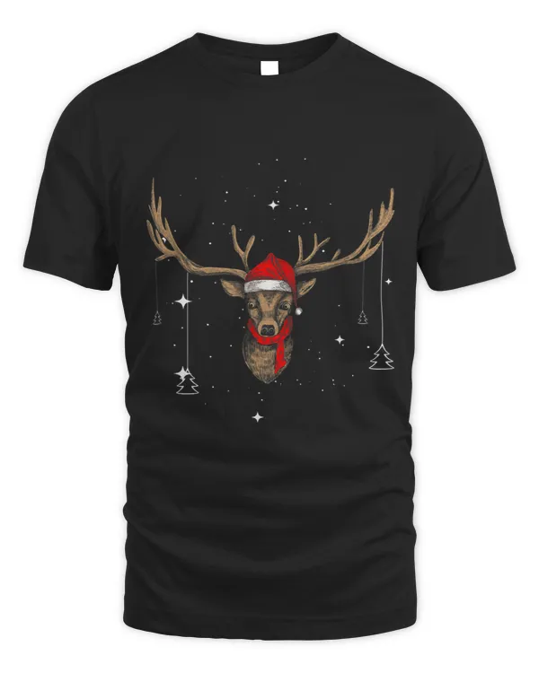 Funny Christmas Deer Santa Claus Reindeer Xmas Holiday