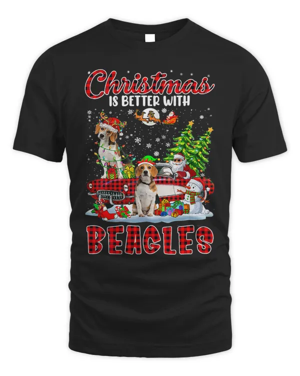 Christmas Better With Beagles Santa Reindeer Elf Beagles